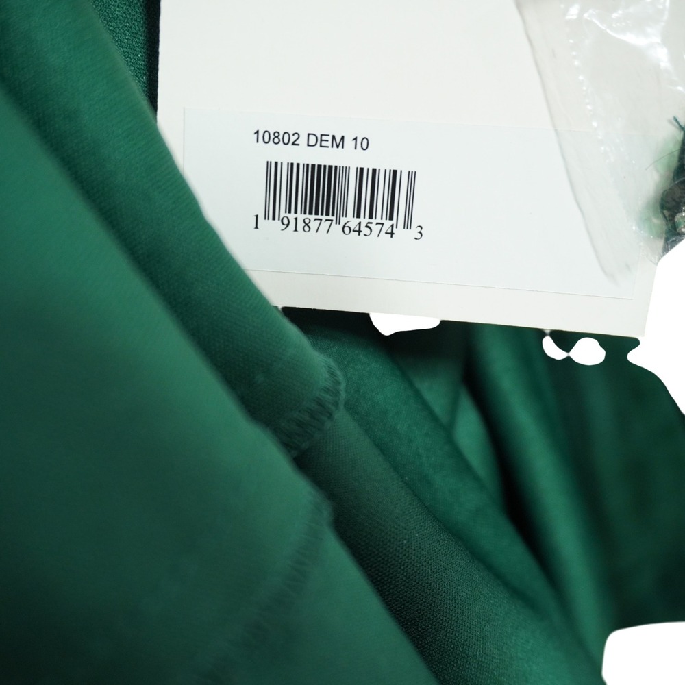 Mac Duggal Emerald Green Sequin Tiered Ruffle Bell Sleeve Midi Dress Size 10 NEW - Picture 10 of 11